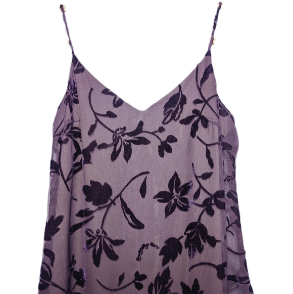 Rampage Vintage 90s Goth Grunge Plum Purple Burnout Velvet Tank Sheer Mini Dress - Picture 5 of 9